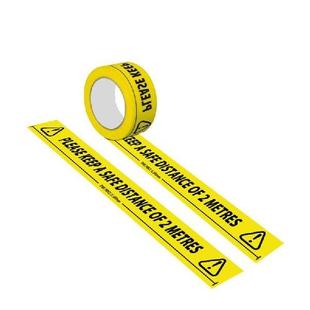 1Roll Yellow Social Distancing Stickers Tape Please Keep A