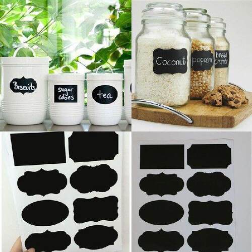 40 Pcs Mason Sugar Bowl Stickers Black Board DIY Kitchen