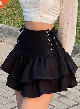 High Waist Lace Plaid Pleated Gothic Mini Skirt Sexy Mall Go