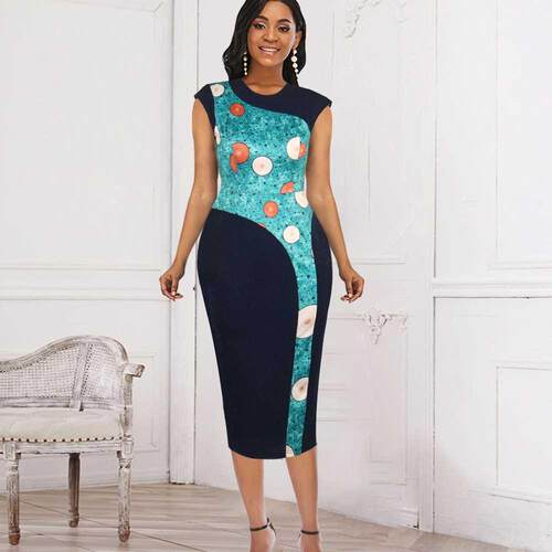 Women's large print African dress with buttock大码非洲连衣裙