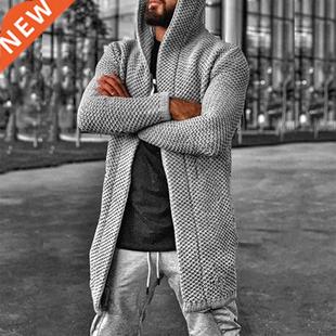 Sweater Cardigan Men Mid Length Hooded Cardigans Spring Autu