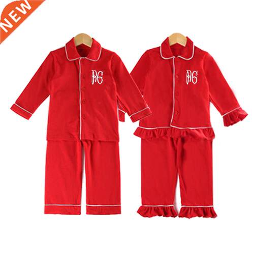 Kids clothing 100% cotton plain cute red pyjamas winter wit