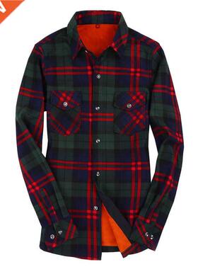 4XL Velvet Warm Women's Plaid Shirt Female Long Sleeve Tops