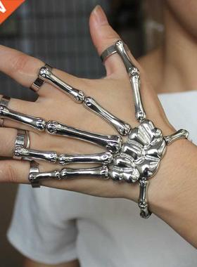 Steam Punk Skull Skeleton Bracelet For Men Gothic Hand Elast