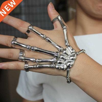 Steam Punk Skull Skeleton Bracelet For Men Gothic Hand Elast