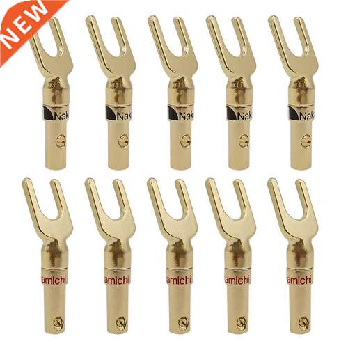 10Pcs Gold Plted Y/U Shpe Bnn Plug udio Speker Plugs
