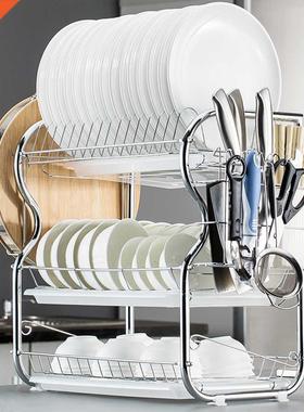 Multi-functionl 3-Tier Dish Rck Kitchen Supplies Storge R