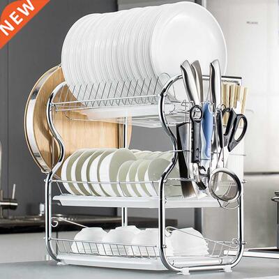 Multi-functionl 3-Tier Dish Rck Kitchen Supplies Storge R