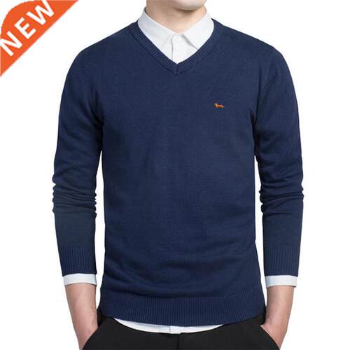 New Winter Brand Men Casual V-Neck Solid Keep Warm Sweater 1