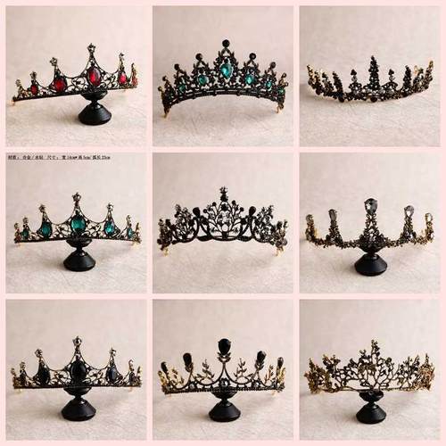 bride retro black crystal crown queen tiara brides wedding j