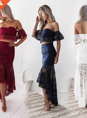 Lace Open BackPencl Skrt Two Pece Set蕾丝露背铅笔裙两件套