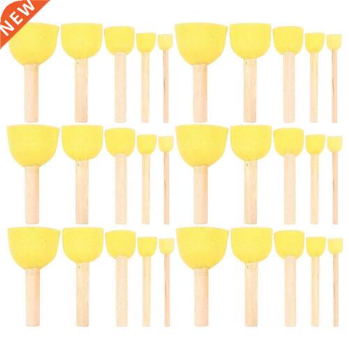 Pack of 30 Round Foam Sponge Paint Brush Set - Stencil Brush