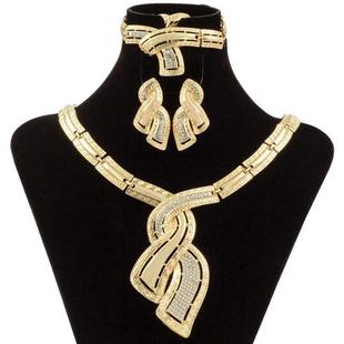Gold Dubai African Necklace Nigerian Crystal Jewelry Fashion