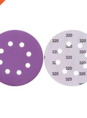10PCS 128mm/5 Inch 8 Holes Sandpaper Round Shape Sanding Dis