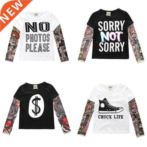 Novelty Tattoo Long Sleeve Children T-Shirts Cotton Boys T S