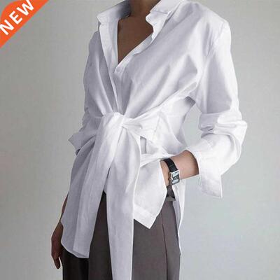 women shirt blouse long sleeve ruched solid color bl