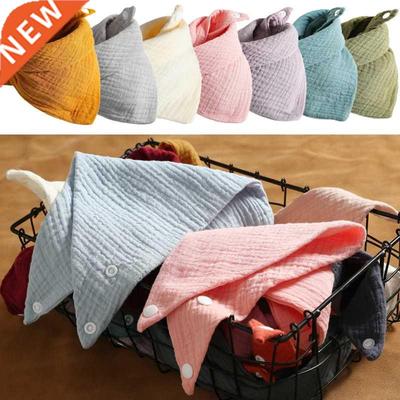 3Pcs/lot Baby Muslin Bibs Triangle Soft Cotton Solid Color B