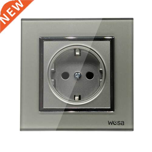 One Socket Glass Grey Design E Wall Socket 5V 2A Grey Temper