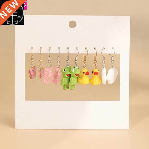 5 Pairs Funny Earrings Creative Acrylic Butterfly Ear Stud