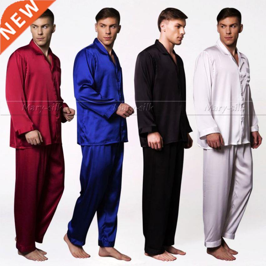 Mens Silk Satin Pajamas Set Pyjamas Set Pjs Sleepw