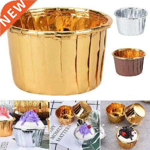 50Pcs/Set Colors Foil Cupcake Liners Baking Muffin Box Cup