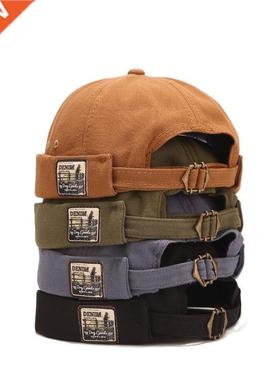 Vintage Docker Cap Brimless Hat Breathable Beanie Hats Cotto