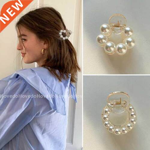 Sweet Mini Round Pearl Hair Clips for Women Girls Hair Claw