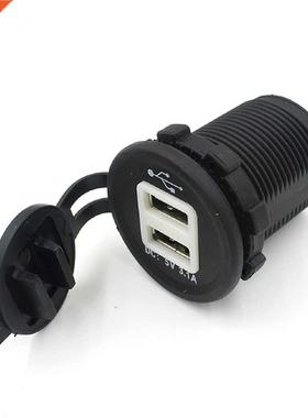LED Blue 12-24V uto Moto Dul USB Cr Chrger dpter Socke
