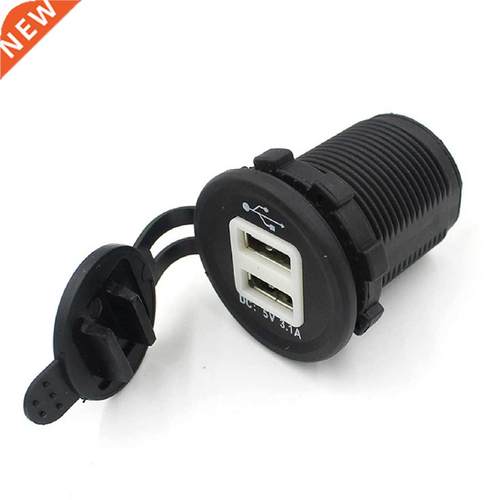 LED Blue 12-24V uto Moto Dul USB Cr Chrger dpter Socke
