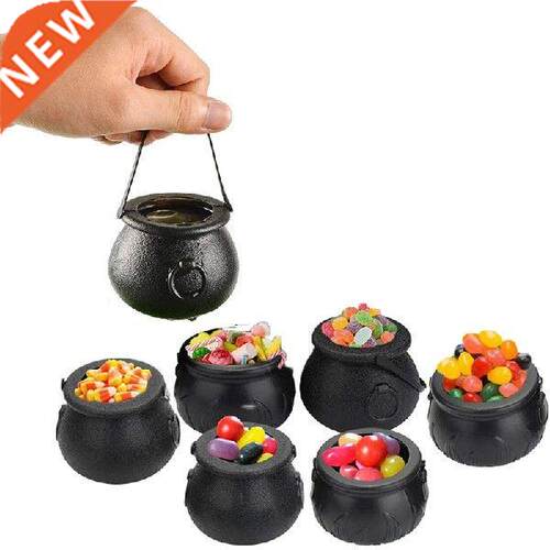 New 24 Pack Plastic Black Witch Candy Bowls Cauldrons,Pot