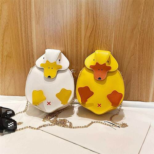 Fashion Women Girl Cartoon Duck Color Block Crossbody Messen