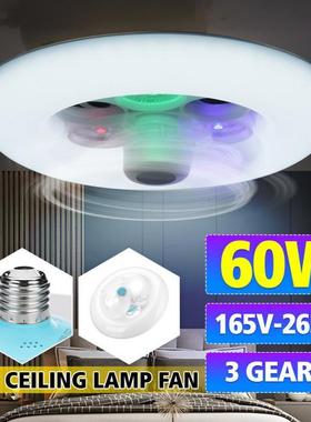 60W AC 165V-265V Modern Colorful Ceiling Fan Lamp E27 LED Li