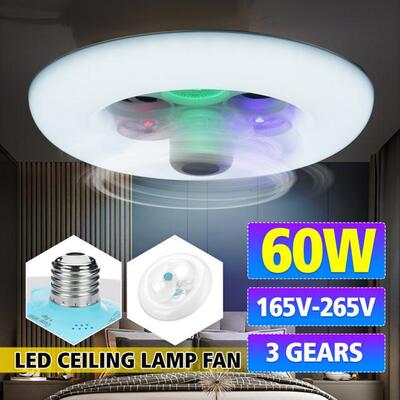 60W AC 165V-265V Modern Colorful Ceiling Fan Lamp E27 LED Li