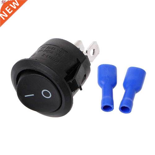 On/Off Round Rocker Switch + Female Crimp Spade Connectors C