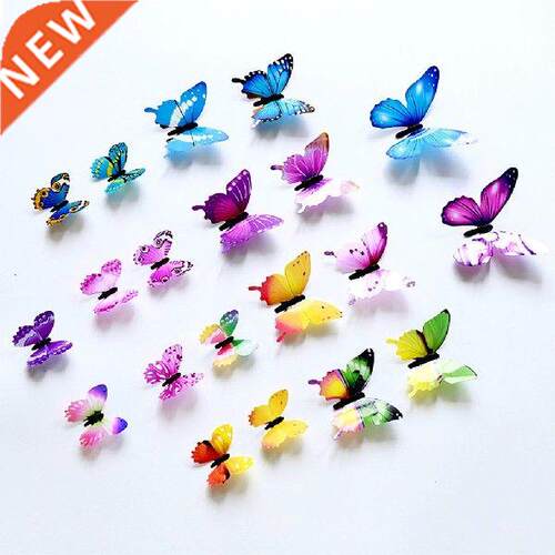 12 Pcs Luminous Simultion Butterflies rt Wll Stickers