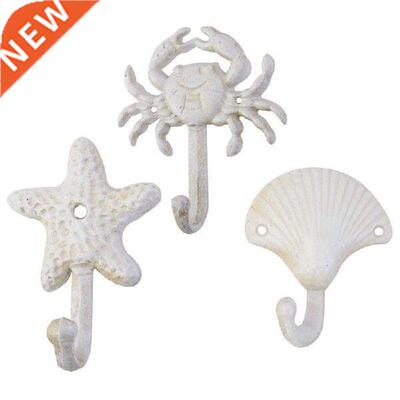 Set Of 3 Starfish Seashell Crab Cast Iron Decorative Wall