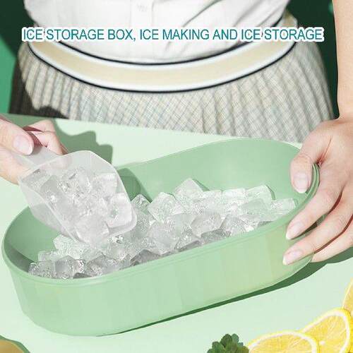 Ice Cube Tray Ice Bin For Freezer With Lid Double Layer