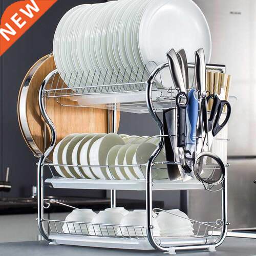 1/2/ Layers Bowl Rack Drying Dishes Metal Holder Stand