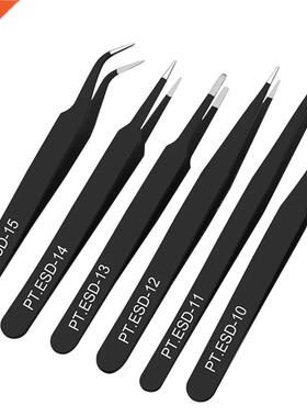 6pcs ESD Anti-Static Tweezers Set Electronic Repair Sderin