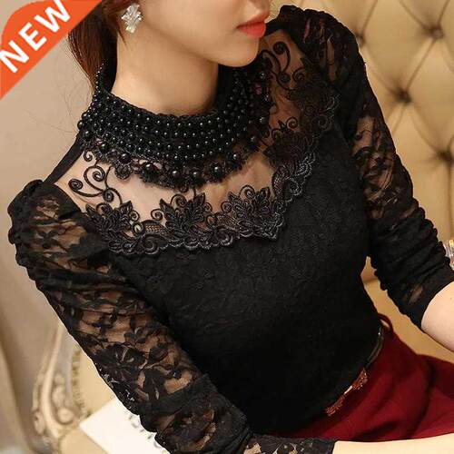 Women Sexy Lce Blouse New Slim 3XL Lce Tops Long Sleeve C