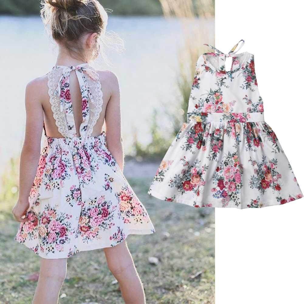 2020 Summer Dress for Baby Girl Sleeveless Floral Printed Ba