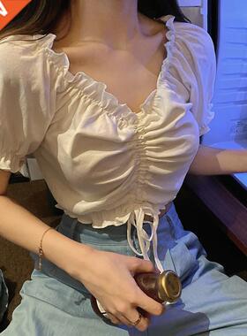 Summer Sexy off Shoulder Crop Top Ruffles White Shirt Women