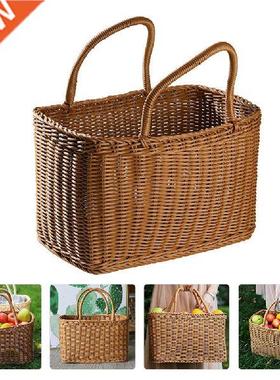 Basket Woven Wicker Storage Baskets Bag Picnic Rattan