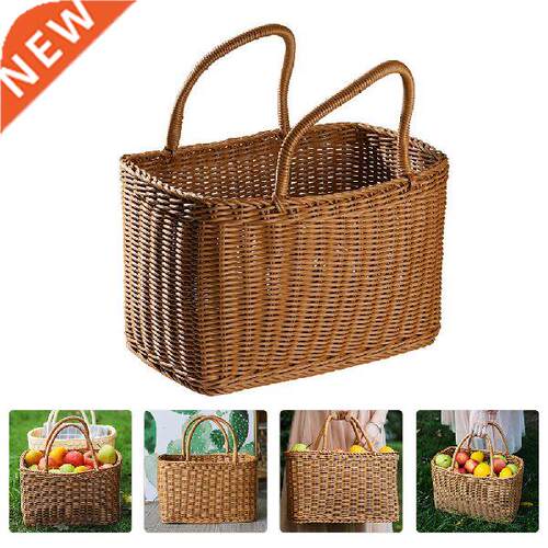 Basket Woven Wicker Storage Baskets Bag Picnic Rattan