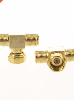 2pcs T shape F-Type F 1 Male to F 2 Female RF Adapter Connec