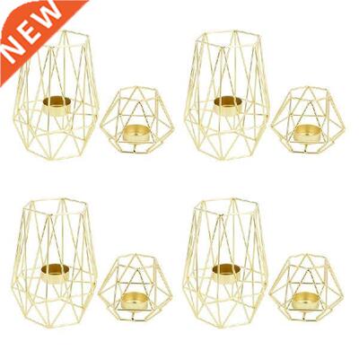 8X Gold Geometric Metal Tealight Candle Holders For Living