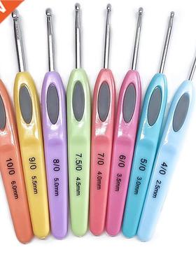 8pcs Colorful Soft Plastic Handle Alumina Crochet Hooks Knit
