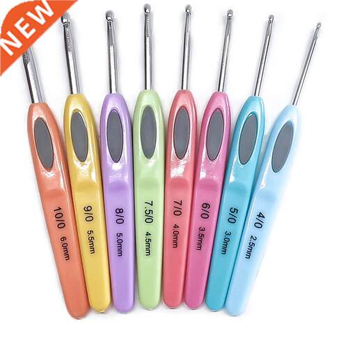8pcs Colorful Soft Plastic Handle Alumina Crochet Hooks Knit