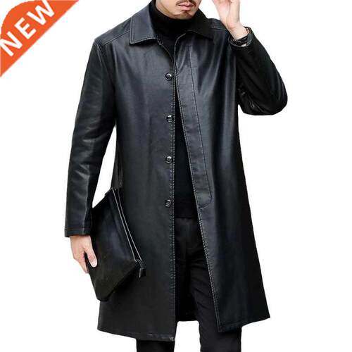 Brand Leather Jackets Men Cashmere Coats Winter Casual Long