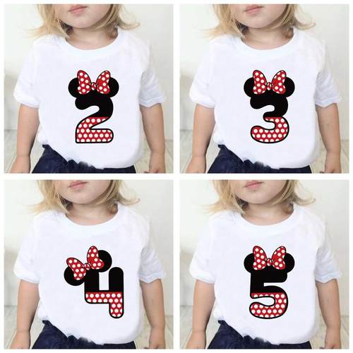 Minnie Mouse Birthday Girl Clothes Party Cartoon T Shirt For